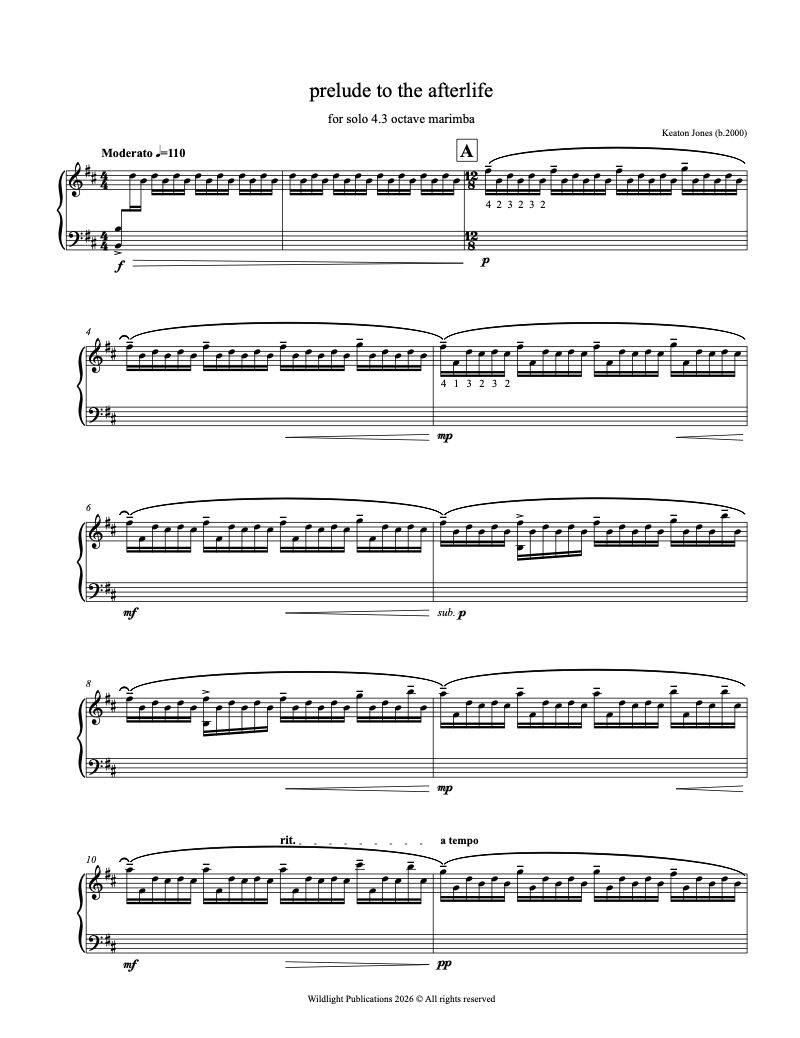 prelude to the afterlife for Solo Marimba (4.3) by Keaton Jones
