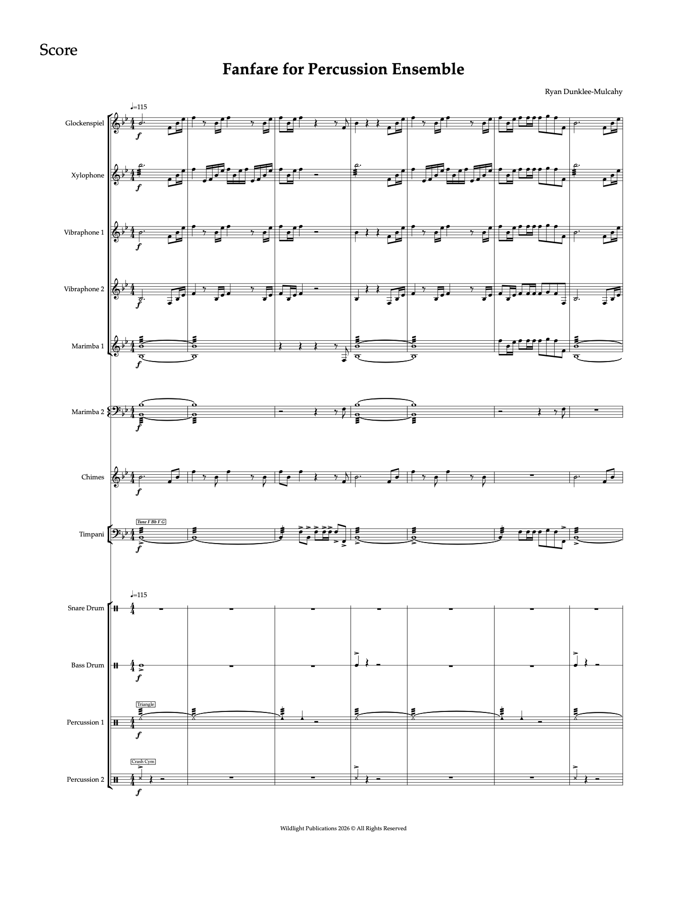 Fanfare for Percussion Ensemble by Ryan Dunklee-Mulcahy