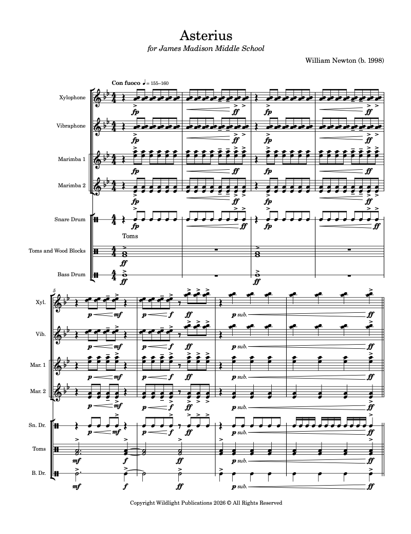 Asterius for Percussion Ensemble by William Newton
